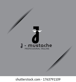 Plantillas de logotipo de letra vectorial J aisladas en fondo gris. Diseño de bigote moderno. 