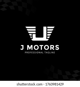 Vector Letter J logo templates isolated on black background. Modern Wing Design. 