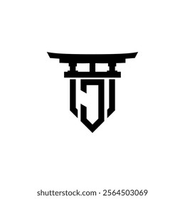 Vector letter J torii gate design template inspiration, vector illustration.