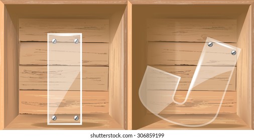 vector letter i and j in wood box 