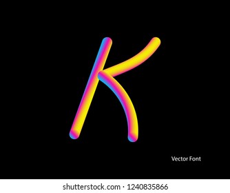 Vector letter K. Abstract Letter Blend Line. Logo symbol. Rainbow Color
