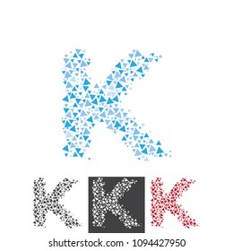 Vector Letter K Alphabet Typo Font Geometric Triangle Pyramid Pattern Logo Icon Brand Symbol Shape Object Element Professional Corporate Identity Modern Business