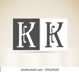 Vector letter K art deco alphabet retro sign vintage design