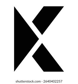 VECTOR LETTER K IN BLACK, A COMBINATION OF TRIANGLE AND TRAPEZIUM SHAPE