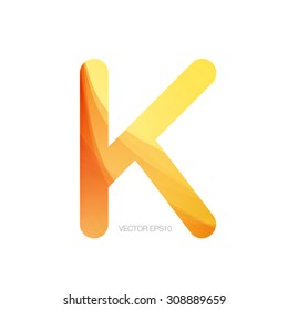 Vector letter K with bright texture on white background