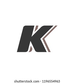 Letra vectorial K. Diseño de símbolos de estilo digital. Elemento Font. Logo del alfabeto. Plantilla monograma.