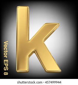 Vector letter k from gold solid alphabet. Eps 8 using mesh.