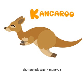 Vector letter K kangaroo cute children alphabet illustration