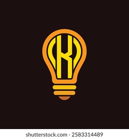 Vector letter K lamp logo design template inspiration, vector illustration.