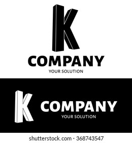 Vector letter K logo. Brand logo K for the company in the form of 3D letters