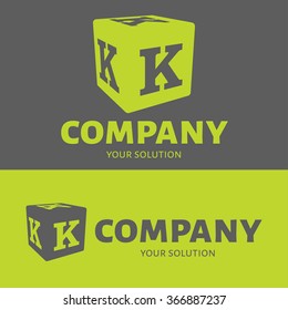 Vector letter K logo. Grey and green versions of the logo K.