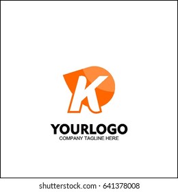 Vector letter K logo icon orange color design template