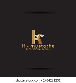 Vektor Letter K Logo-Vorlagen einzeln auf schwarzem Hintergrund. Modernes Schnurrbart-Design. 