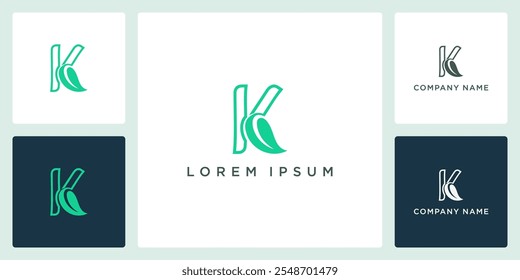 Letra vetorial K logotipo natural e ícone editável