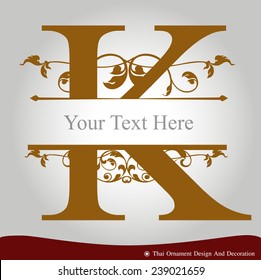 Vector of Letter K in the old vintage style. ABC concept type as logo. Typography design