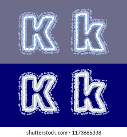 vector letter K on grey and blue background