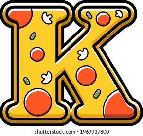 vector letter K. pizza fast food