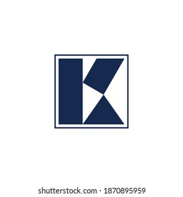 vector de letra k logotipo abstracto geométrico cuadrado simple