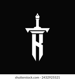 Vector letter K sword logo design template inspiration, vector illustration.