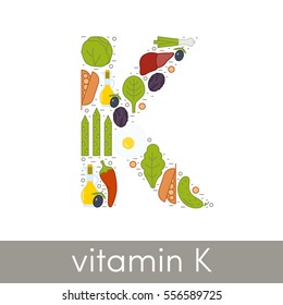 Vector letter K symbolizing vitamin K concept