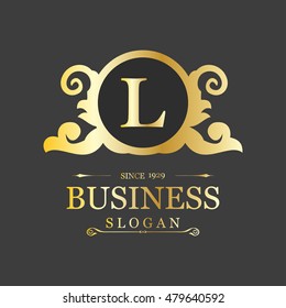 Vector Letter L Business Sign logo Template. Vintage Insignia or Logotype. Flourishes calligraphic monogram emblem template. Vector illustration