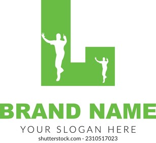 Vector letter L cricket logo concept with BOWLER cricket sports logotype symbol