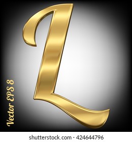 Letra vetorial L do alfabeto sólido dourado. Eps 8 usando malha.