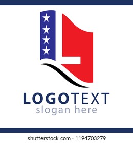 Vector letter L logo design for American flag