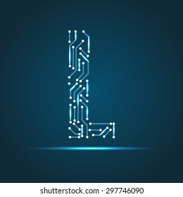 Vector letter L logo (sign, symbol, icon, design element). Technology design