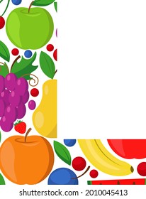 Letra vectorial L hecha de fruta madura. Ilustración sobre el tema del alfabeto.