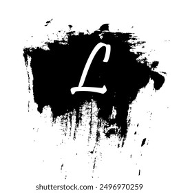Letra de Vector L en el medio de los trazos del cepillo, elemento para el Diseño gráfico