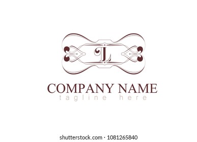 Vector Letter L Monogram Identity Concept In Frame Vintage.