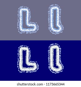 vector letter L on grey and blue background
