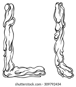 Vector letter L of water - isolated line drawing