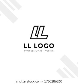 Vector Letter LL logo templates isolated on white black background. Modern Linked Design. 