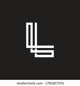 Vector Letter LL uppercase minimalist art monogram. Creative Maze vector linear for Title, Header, Lettering, Logo. Labyrinth Line art style on black background. Modern Design.