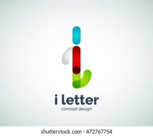 Logotipo de letra vector i, plantilla de logotipo geométrico abstracto, creada con elementos superpuestos