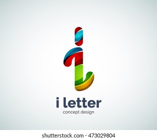 Vector i letter logo, abstract geometric logotype template, created with overlapping elements