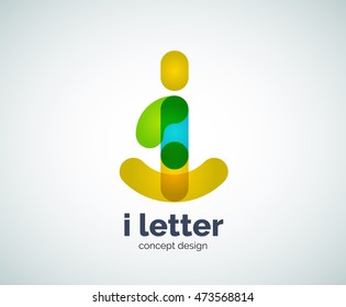 Logotipo de letra vector i, plantilla de logotipo geométrico abstracto, creada con elementos superpuestos