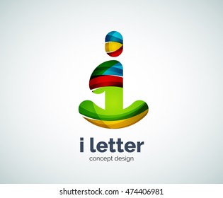 Vector i letter logo, abstract geometric logotype template, created with overlapping elements