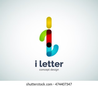Logotipo de letra vector i, plantilla de logotipo geométrico abstracto, creada con elementos superpuestos
