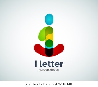 Vektor-i-Letter-Logo, abstrakte geometrische Logotypvorlage, erstellt mit überlappenden Elementen
