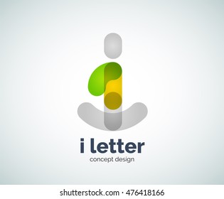 Vector i letter logo, abstract geometric logotype template, created with overlapping elements