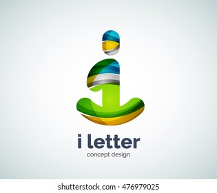 Logotipo de letra vector i, plantilla de logotipo geométrico abstracto, creada con elementos superpuestos