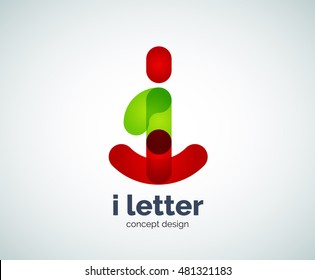 Vector i letter logo, abstract geometric logotype template, created with overlapping elements