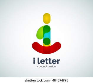 Vector i letter logo, abstract geometric logotype template, created with overlapping elements