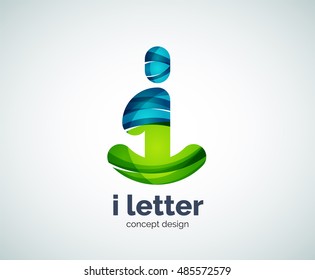 Logotipo de letra vector i, plantilla de logotipo geométrico abstracto, creada con elementos superpuestos