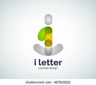 Vector i letter logo, abstract geometric logotype template, created with overlapping elements