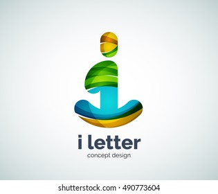 Logotipo de letra vector i, plantilla de logotipo geométrico abstracto, creada con elementos superpuestos