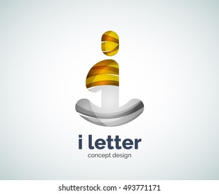 Vektor-i-Letter-Logo, abstrakte geometrische Logotypvorlage, erstellt mit überlappenden Elementen